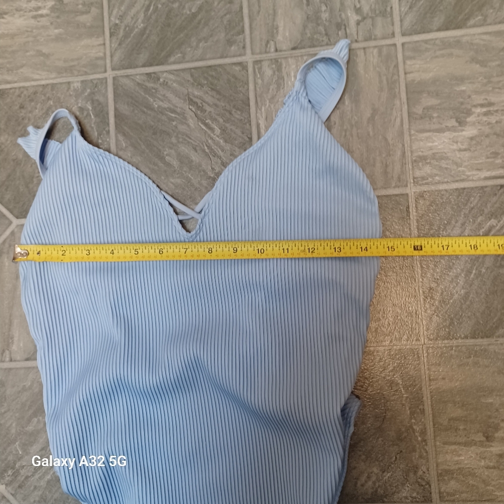 Hollister Blue Bikini Swimsuit With V-Neck and Bow Straps Size M - Picture 12 of 13